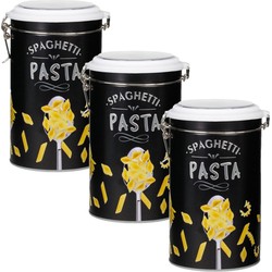 Set van 3x stuks pasta voorraadbussen/bewaarblikken metaal 11 x 19 cm - Voorraadblikken