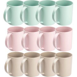 PlasticForte Bekers - 12x - kunststof - gekleurd - 350ml - onbreekbaar - Drinkbekers