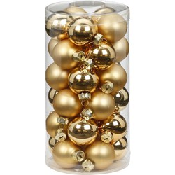 30x stuks kleine glazen kerstballen goud mix 4 cm - Kerstbal