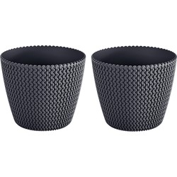 2x Kunststof Splofy bloempotten/plantenpotten antraciet 26 cm - Plantenpotten