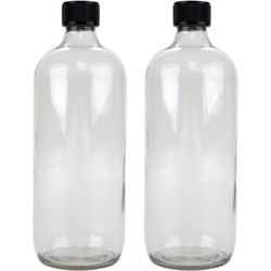 12x Glazen flessen met schoefdop rond 1000 ml - Karaffen