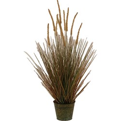 Stekelkamgras in pot 90 cm bruin-groen kunstplant - Buitengewoon de Boet