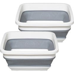 5Five Afwasteil/afwasbak opvouwbaar - 2x - wit/grijs - 32 x 15 cm - Afwasbak