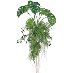 Hoyz Greenery - Kunst hangplant Monstera/Varen bal 100 cm XL