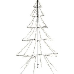Verlichte figuren zwarte lichtboom/metalen boom/kerstboom met 600 led lichtjes 300 cm - kerstverlichting figuur