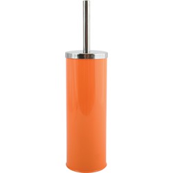 MSV Toiletborstel in houder/wc-borstel - metaal - oranje - 38 cm - Toiletborstels