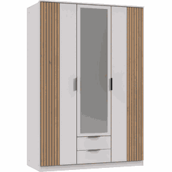 Kast 3 draaideuren met 1 spiegel en 2 laden L135 cm - LUEBECK