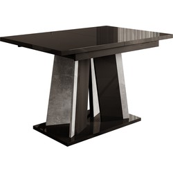 Meubella Eetkamertafel Delilah - Hoogglans zwart - Betonlook - 160 cm - Uitschuifbaar