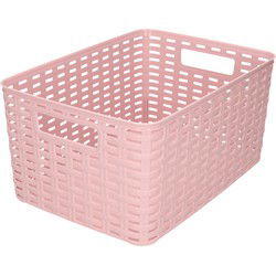 Plasticforte Opbergmand - Kastmand - rotan kunststof - oud roze - 18 Liter - 29 x 39 x 20 cm - Opbergmanden