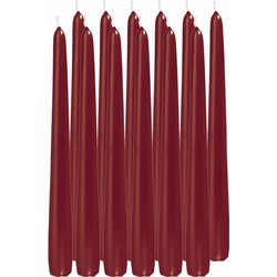 24x Lange kaarsen bordeauxrood 25 cm 8 branduren dinerkaarsen/tafelkaarsen - Dinerkaarsen