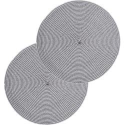 Set van 4x stuks placemats gevlochten kunststof zwart/wit 38 cm - Placemats