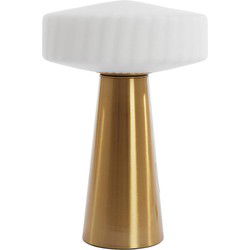 Light & Living - tafellamp - Pleat - goud wit - glas - kleurglas-lamp - E27 - 1882126