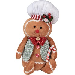 Clayre & Eef Kerstdecoratie Gingerbread man 19x14x35 cm Bruin Stof