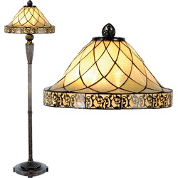 LumiLamp Tiffany Vloerlamp  Ø 46x168 cm  Beige Glas Driehoek Staande Lamp