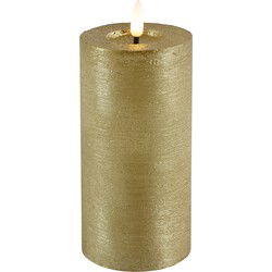 Countryfield Lyon LED kaars/stompkaars - goud - D7,5 x H15 cm - timer - LED kaarsen