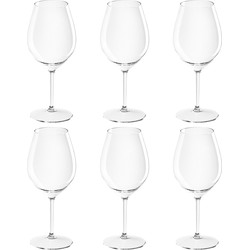 6x Witte of rode wijn glazen 51 cl/510 ml van onbreekbaar transparant kunststof - Wijnglazen