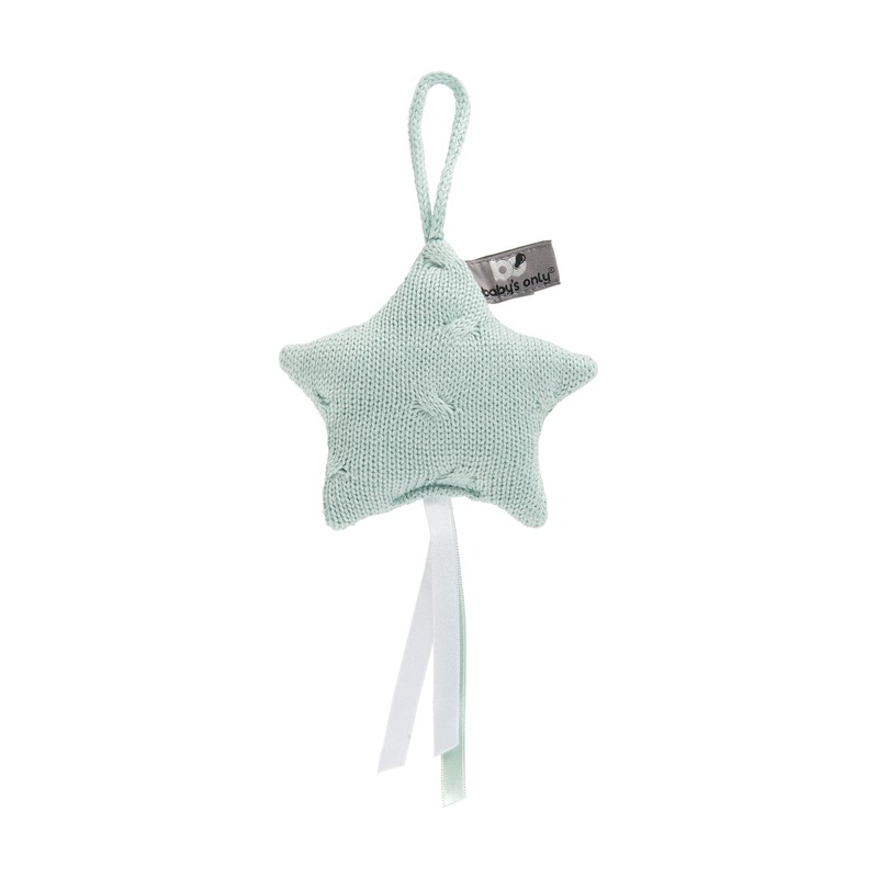 Baby's Only Gebreide decoratie hanger ster Cable - Decoratieve accessoires - Mint - Met ophanglusje - 