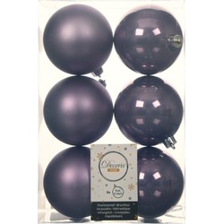 Decoris Kerstballen - 6x st - lila paars - D8 cm - kunststof - Kerstbal