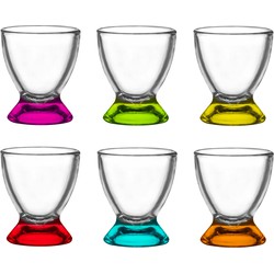 Glasmark Shotglaasjes/borrelglazen - glas - gekleurde onderzijde - 6x stuks - 35 ml - Drinkglazen