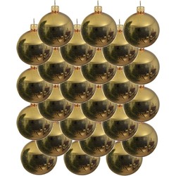 24x Glazen kerstballen glans goud 6 cm kerstboom versiering/decoratie - Kerstbal