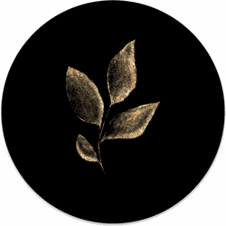 Label2X Muurcirkel leaf gold black Ø 12 cm / Forex - Ø 12 cm