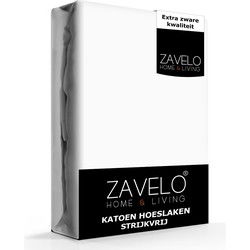 Zavelo Hoeslaken Katoen Strijkvrij Wit-Lits-jumeaux (160x210 cm)