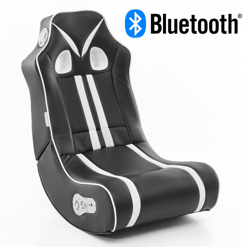 24Designs Racestoel Gamestoel Monaco - Bluetooth & Speakers - Zwart / Wit - 