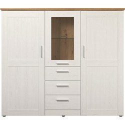 Dressoir 3 deuren waarvan één met gehard glas, 3 laden L159 cm - Shade