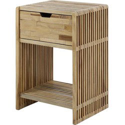 Nachtkastje Verweerd Teakhout - 1 Lade - 40x30x55cm