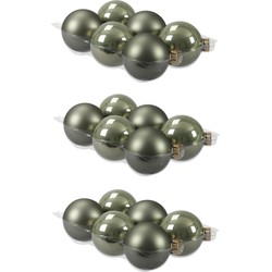 18x stuks glazen kerstballen graniet groen 8 cm mat/glans - Kerstbal