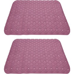 2x stuks anti-slip badmatten oud roze 55 x 55 cm vierkant - Badmatjes