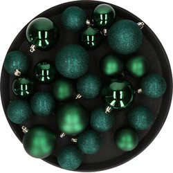 Kerstversiering set kerstballen donkergroen 6 - 8 cm - pakket van 36x stuks - Kerstbal