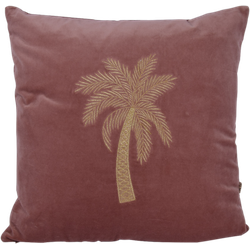 À la collection | Velvet kussen met palmboom | Roze | 45 x 45 cm