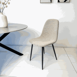 Set van 4 Scandinavische Eetkamerstoelen Latte Bouclé Stof Swift - Zonder Armleuningen