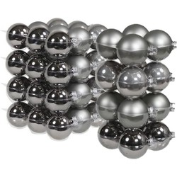 52x stuks glazen kerstballen titanium grijs 6 en 8 cm mat/glans - Kerstbal
