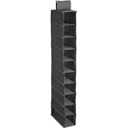 5Five kast organiser - hangend - 10 vakken - 30 x 15 x 120 cm - grijs - Opbergmanden