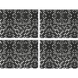 8x stuks retro stijl placemats van vinyl 40 x 30 cm zwart - Placemats