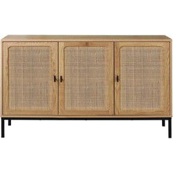 Buffetkast met 3-deurs  met rotan webbing - L120 x H72 cm - JAYA