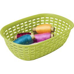 Hega Hogar Opbergmandje/kastmandje - limegroen - 3 liter - kunststof - 21 x 30 x 7 cm - Opbergmanden