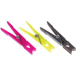 96x Stuks wasknijpers grijs, lime groen en roze 7,5 cm van kunststof - Knijpers