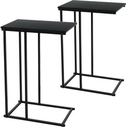 H&S Collection banktafel - 2x - zwart - metaal - 40 x 26 x 58 cm - Bijzettafels