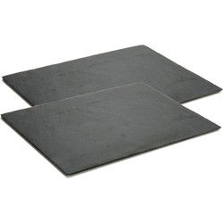 Arte serveerplank - 2x - grijs - leisteen - 30 x 40 cm - voedsel - Serveerplanken