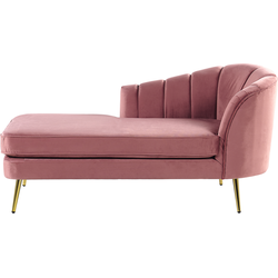 Beliani ALLIER - Chaise longue-Roze-Fluweel