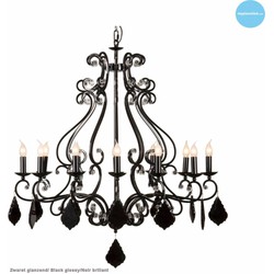 Hanglamp kroonluchter zwart, grijs, wit E14x12 105cm