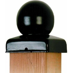 Paal-ornament bol zwart gecoat 71x71 mm - Eurofix