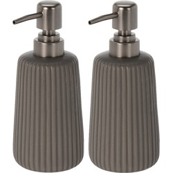 2x stuks zeeppompjes/zeepdispensers chocolade bruin van keramiek 300 ml - Zeeppompjes