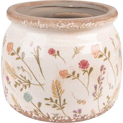 Clayre & Eef Bloempot  Ø 20x15 cm Roze Beige Keramiek Bloemen Bloempot binnen