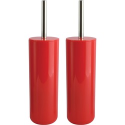 MSV Porto Toilet/wc-borstel houder - 2x - kunststof - rood - 38 cm - Toiletborstels