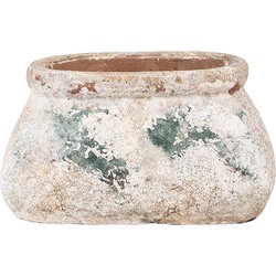 Clayre & Eef Bloempot 17x13x9 cm Beige Groen Terracotta