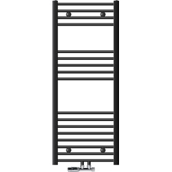 Badkamerradiator middenaansluiting 500x1200 mm antraciet recht met wandaansluitset LuxeBath
